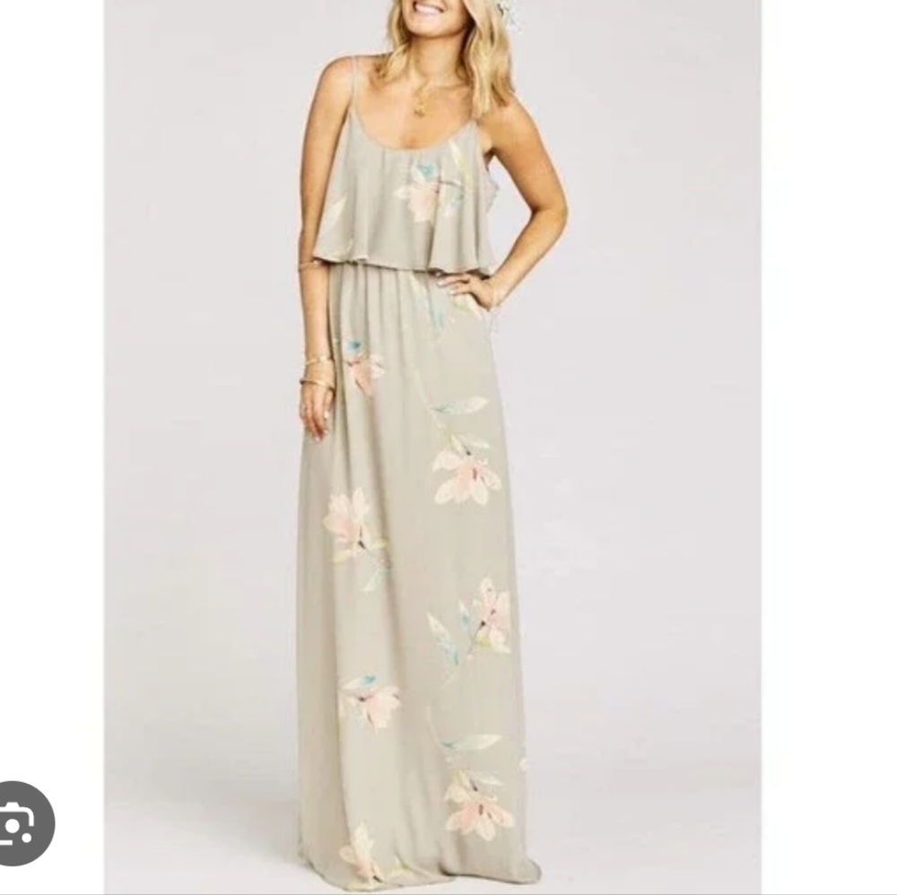 Show Me Your MuMu Cream and Pink Maxi Dress